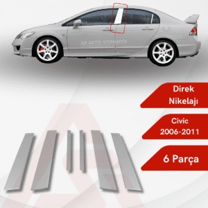 Honda Civic SD Direk Nikelajı 6 Parça 2006-2011 Krom Paslanmaz Çelik