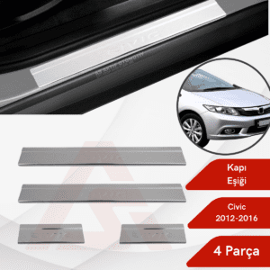 Honda Civic SD Kapı Eşiği  4 Parça 2012-2016 Krom Paslanmaz Çelik