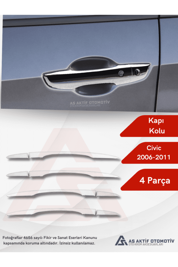 Honda Civic SD Cam Çerçevesi 12 Parça 2012-2016 Krom Paslanmaz Çelik