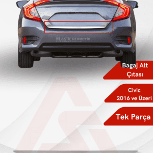 Honda Civic SD Bagaj Alt Çıtası 2016 ve Üzeri Krom Paslanmaz Çelik