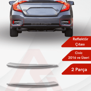 Honda Civic SD Reflektör Çıtası 2 Parça 2016 ve Üzeri Krom Paslanmaz Çelik