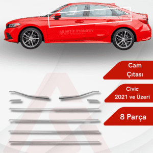 Honda Civic SD Cam Çıtası 8 Parça 2021 ve Üzeri Krom Paslanmaz Çelik