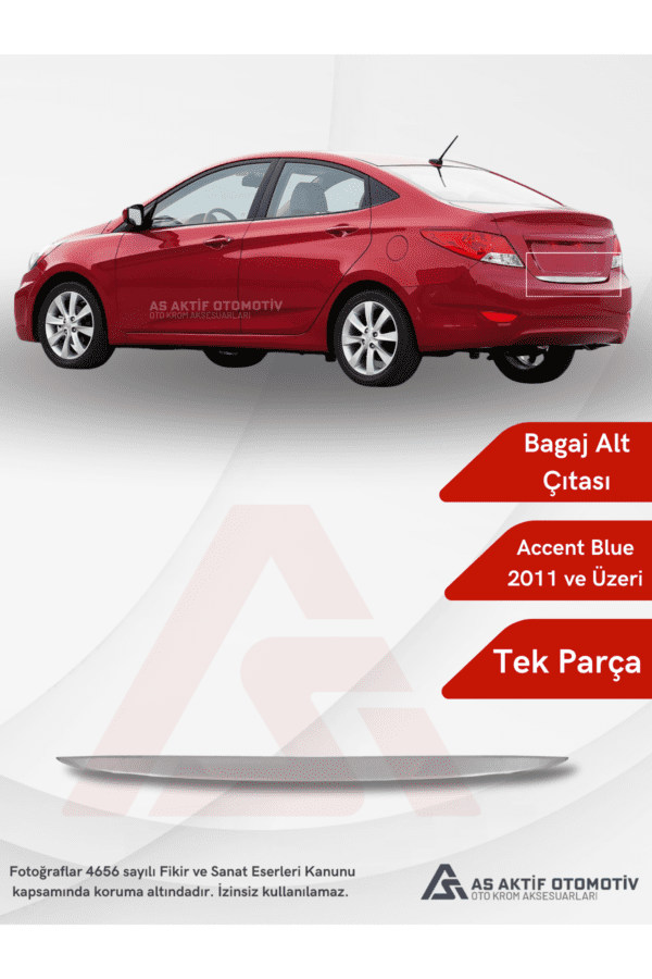 Hyundai Blue / Solaris SD Bagaj Alt Çıtası 2011 ve Üzeri Krom Paslanmaz Çelik