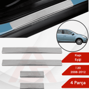 Hyundai İ20 HB 5D Kapı Eşiği 4 Parça 2008-2012 Krom Paslanmaz Çelik