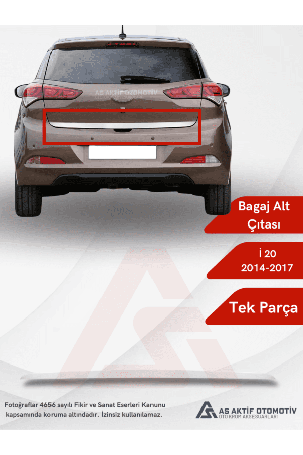 Hyundai İ20 HB 5D Bagaj Alt Çıtası2014-2017 Krom Paslanmaz Çelik