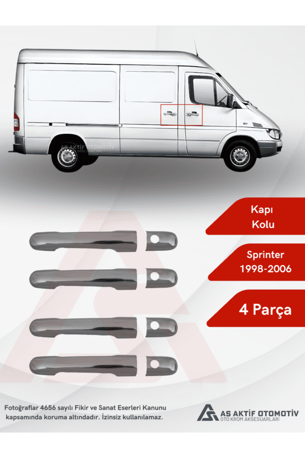 Mercedes Sprinter Van Kapı Kolu 4 Parça 1998-2006 Krom paslanmaz Çelik