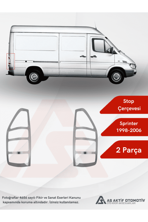 Mercedes Sprinter Van Stop Çerçevesi 2 Parça 1998-2006 Krom paslanmaz Çelik