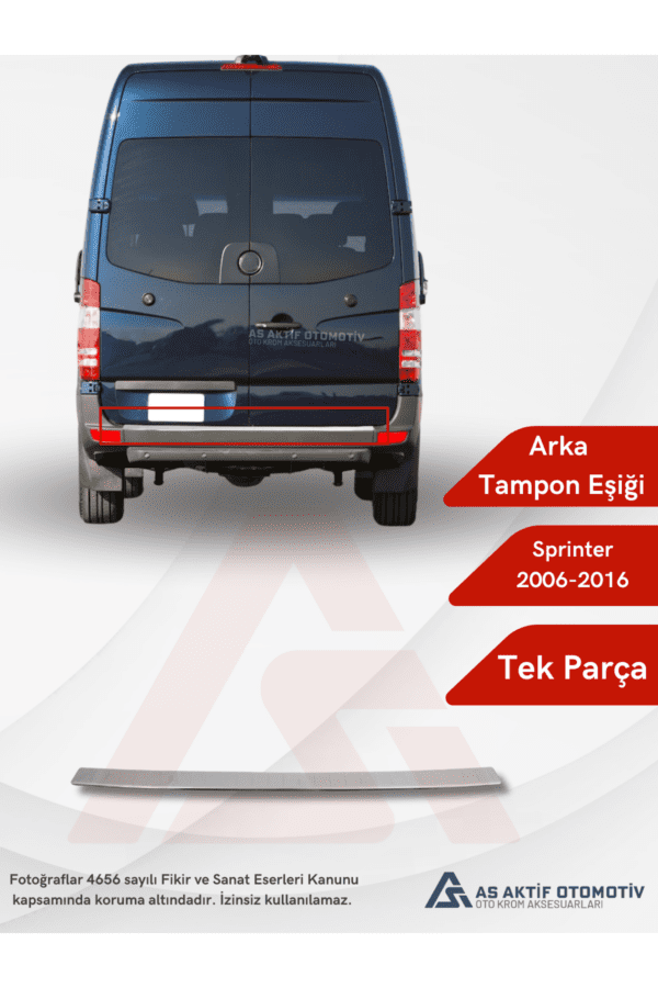 Mercedes Sprinter Van Arka Tampon Eşiği  2006 ve Üzeri Krom Paslanmaz Çelik