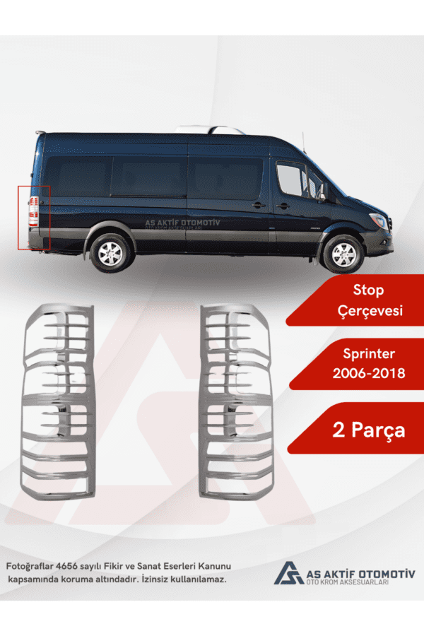 Mercedes Sprinter Van Stop Çerçevesi 2 Parça 2006 ve Üzeri Abs Krom