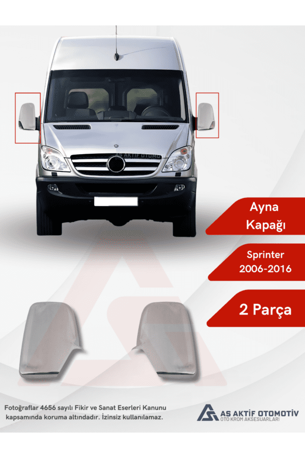 Mercedes Sprinter Van Ayna Kapağı 2 Parça 2006 ve Üzeri Krom Paslanmaz Çelik