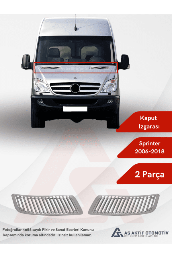 Mercedes Sprinter Van Kaput Izgarası 2 Parça 2006 ve Üzeri Abs Krom