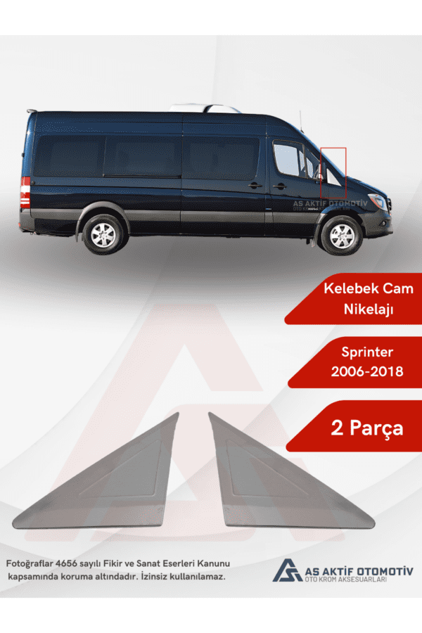 Mercedes Sprinter Van Kelebek Cam Yeri 2 Parça 2006 ve Üzeri Krom Paslanmaz Çelik