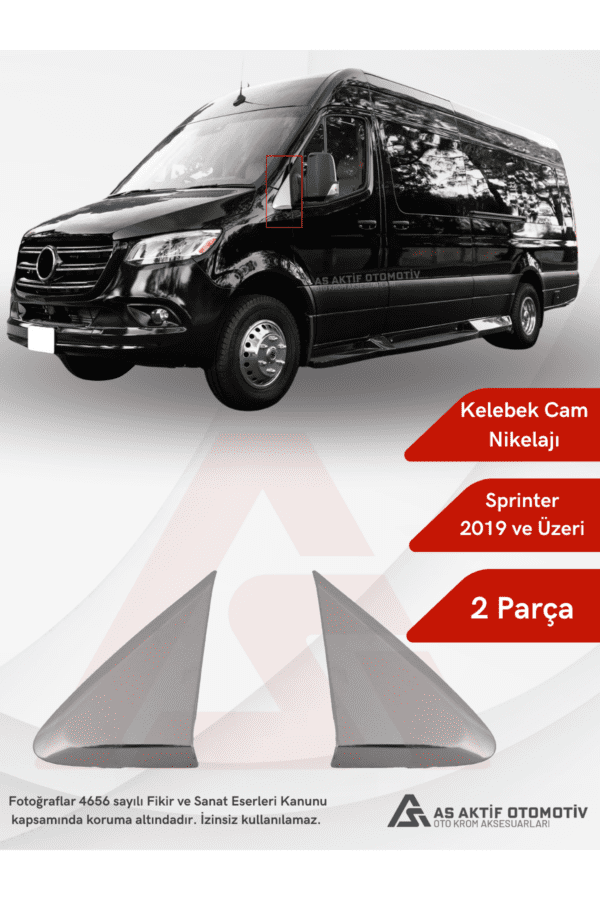 Mercedes Sprinter Van Kelebek Cam Yeri 2 Parça 2019 ve Üzeri Krom Paslanmaz Çelik