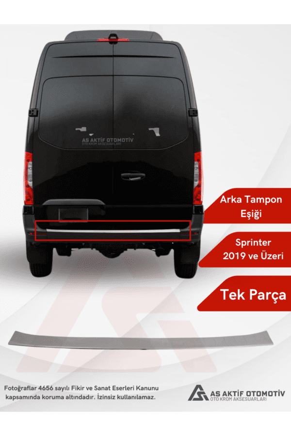 Mercedes Sprinter Van Arka Tampon Eşiği 2019 ve Üzeri Krom Paslanmaz Çelik