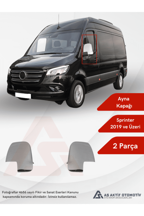 Mercedes Sprinter Van Ayna Kapağı 2 Parça 2019 ve Üzeri Krom Paslanmaz Çelik