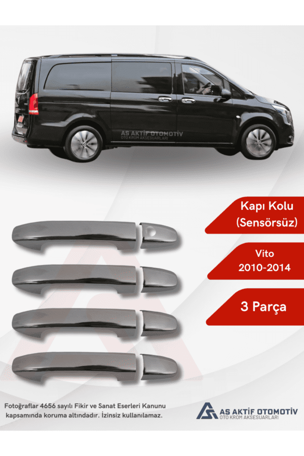 Mercedes Vito W447 Van Kapı Kolu  4 Parça 2014 ve Üzeri Krom Paslanmaz Çelik