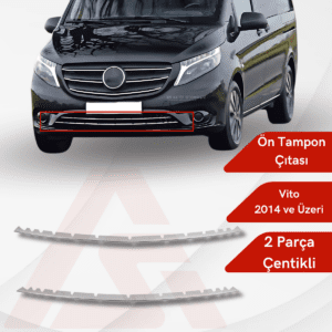 Mercedes Vito W447 Van Ön tampon Çıtası (Çentikli) 2 Parça 2014 ve Üzeri Krom Paslanmaz Çelik