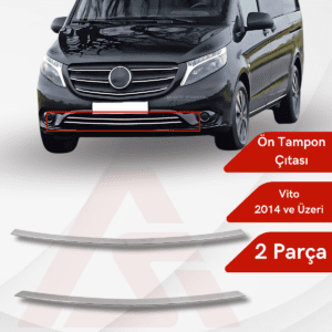 Mercedes Vito W447 Van Ön tampon Çıtası (Düz) 2 Parça 2014 ve Üzeri Krom Paslanmaz Çelik