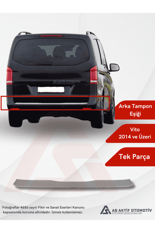 Mercedes Vito W447 Van Arka Tampon Eşiği (Uzun Model) 2014 ve Üzeri Krom Paslanmaz Çelik