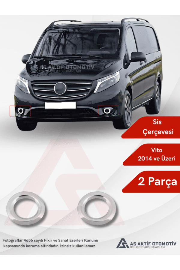 Mercedes Vito W447 Van Sis Çerçevesi 2 Parça 2014 ve Üzeri Krom Paslanmaz Çelik