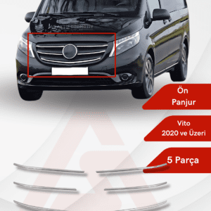 Mercedes Vito W447 Van Ön Panjur  5 Parça 2020 ve Üzeri Krom Paslanmaz Çelik