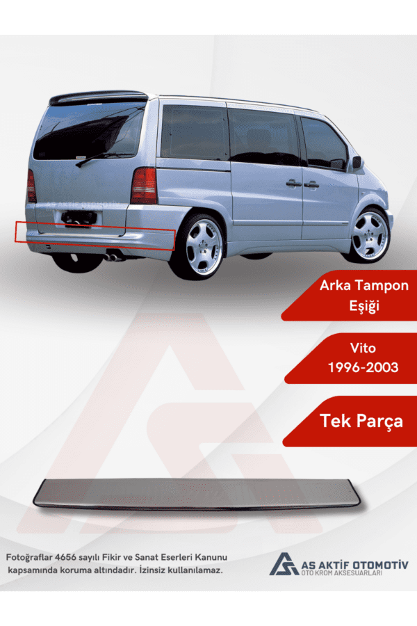 Mercedes Vito W638 Van Arka Tampon Eşiği 1996-2003 Krom Paslanmaz Çelik