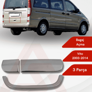 Mercedes Vito W639 Van Bagaj Açma 3 Parça 2003-2010 Krom Paslanmaz Çelik