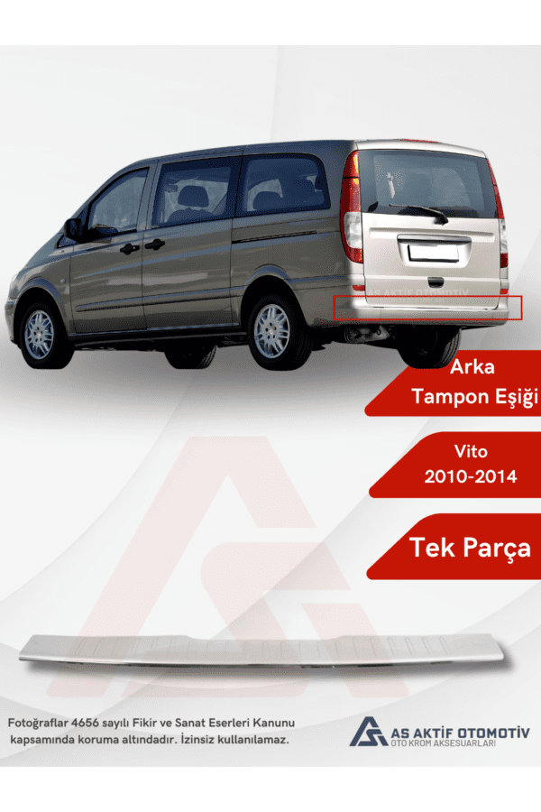 Mercedes Vito W639 Van Arka Tampon Eşiği 2010-2014 Krom Paslanmaz Çelik