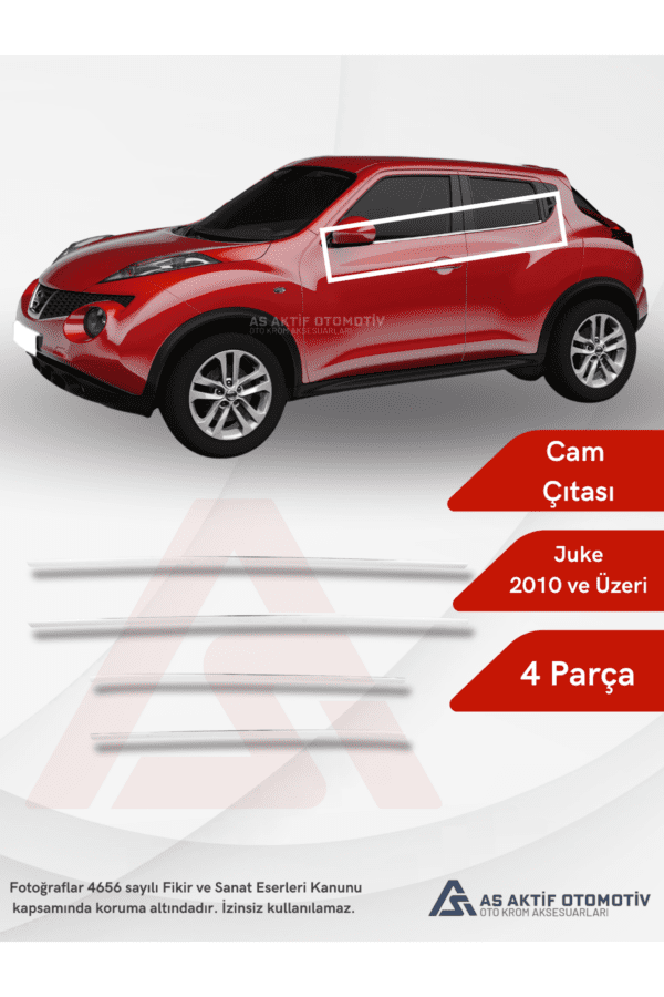 Nissan  Juke Suv Cam Çıtası  4 Parça 2010 ve Üzeri Krom Paslanmaz Çelik