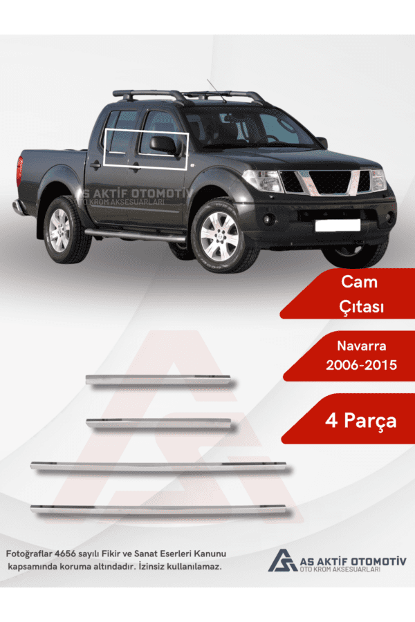 Nissan  Navara Pick-Up Kapı Eşiği 4 Parça 2006-2015 Krom Paslanmaz Çelik