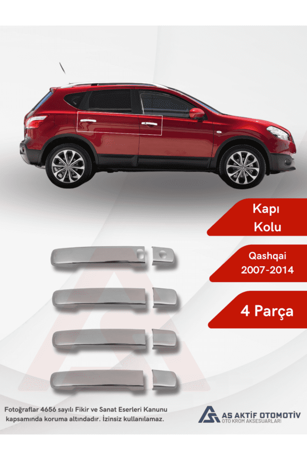 Nissan  Qashqai Suv Kapı Kolu  4 Parça 2007-2014 Krom Paslanmaz Çelik