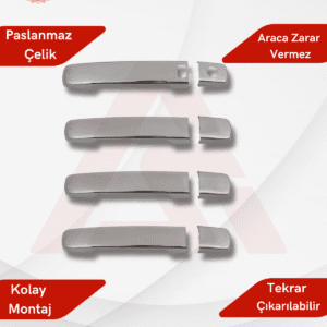 Nissan  Qashqai Suv Kapı Kolu  4 Parça 2007-2014 Krom Paslanmaz Çelik