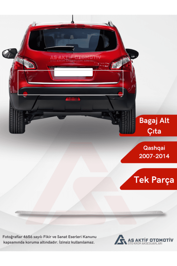 Nissan  Qashqai Suv Bagaj Alt Çıtası 2007-2014 Krom Paslanmaz Çelik