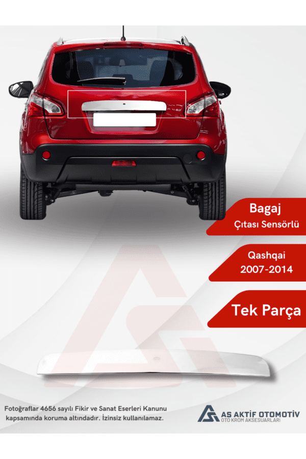 Nissan  Qashqai Suv Bagaj Çıtası (Sensörlü) 2007-2014 Krom Paslanmaz Çelik