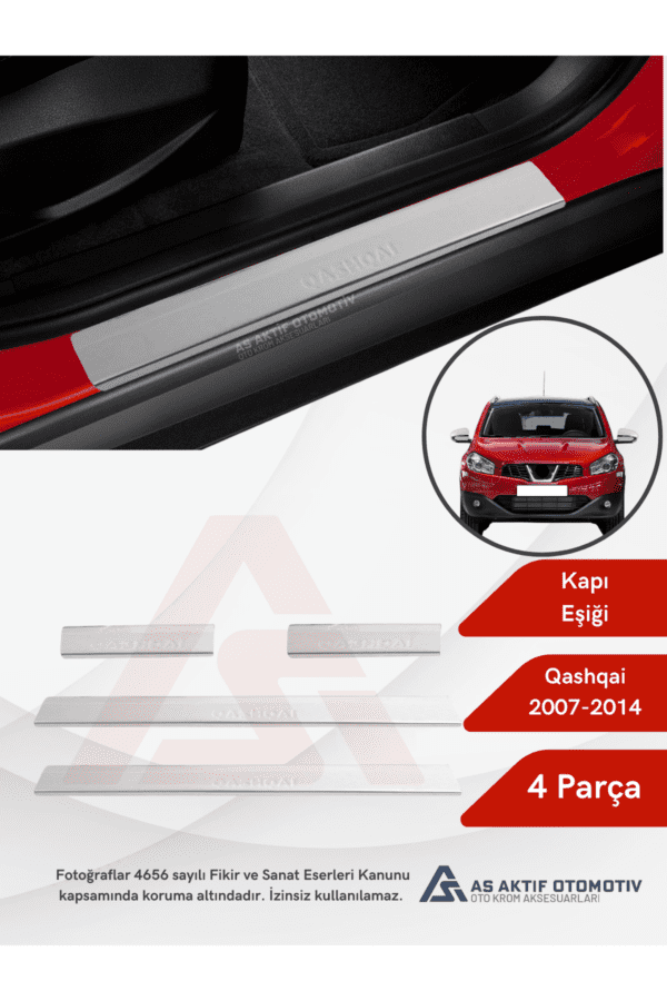 Nissan  Qashqai Suv Kapı Eşiği  4 Parça 2007-2014 Krom Paslanmaz Çelik