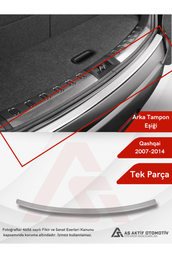 Nissan  Qashqai Suv Arka Tampon Eşiği 2007-2014 Krom Paslanmaz Çelik