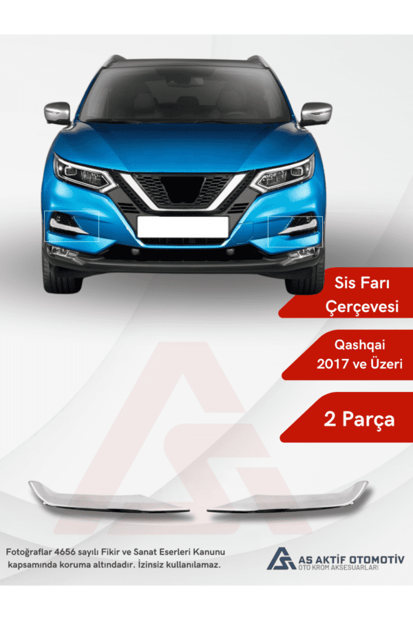 Nissan  Qashqai Suv Sis Çerçevesi 2 Parça 2017 ve Üzeri Krom Paslanmaz Çelik