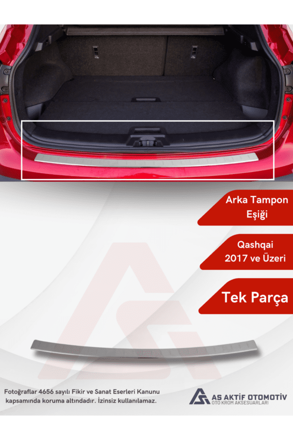 Nissan  Qashqai Suv Arka Tampon Eşiği 2017 ve Üzeri Krom Paslanmaz Çelik