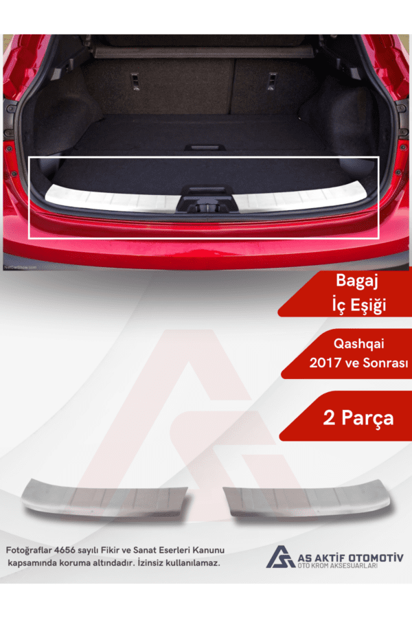 Nissan  Qashqai Suv Bagaj İç Eşiği 2 Parça 2017 ve Üzeri Krom Paslanmaz Çelik