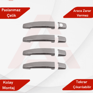 Opel Astra H (HB) HB 5D/SD/SW Kapı Kolu 4 Parça 2004-2013 Krom Paslanmaz Çelik