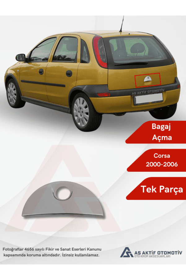 Opel Corsa C HB 5D  Bagaj Açma 2000-2006 Krom Paslanmaz Çelik