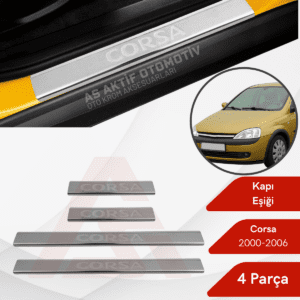 Opel Corsa C HB 5D  Kapı Eşiği 4 Parça 2000-2006 Krom Paslanmaz Çelik