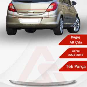 Opel Corsa D HB 5D  Bagaj Alt Çıtası 2006-2015 Krom Paslanmaz Çelik