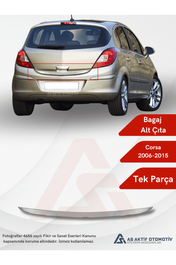 Opel Corsa D HB 5D  Bagaj Alt Çıtası 2006-2015 Krom Paslanmaz Çelik