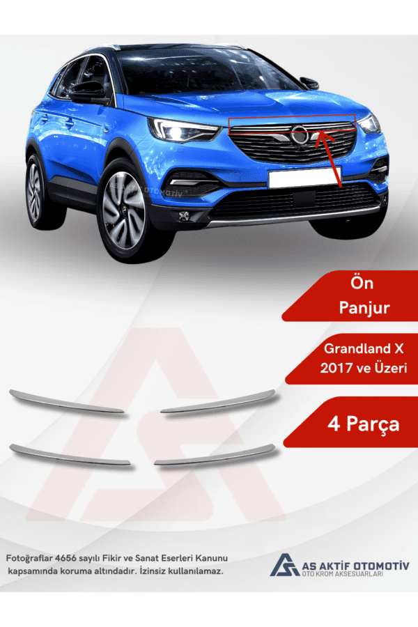 Opel Grandland X SUV Ön Panjur 2 Parça 2017 ve Üzeri Krom Paslanmaz Çelik