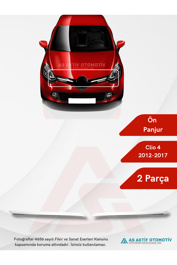 Renault Clio 4 HB 5D Ön Panjur 2 Parça 2012-2017 Krom Paslanmaz Çelik