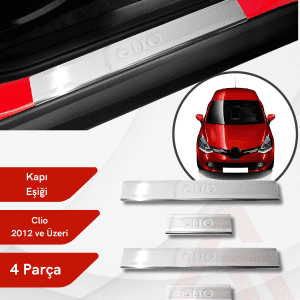 Renault Clio 4 HB 5D/SW Kapı Eşiği 4 Parça 2012 ve Üzeri Krom Paslanmaz Çelik