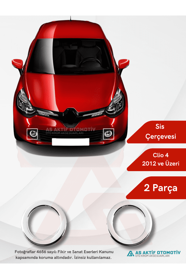 Renault Clio 4 HB 5D/SW Sis Çerçevesi 2 Parça 2012 ve Üzeri Krom Paslanmaz Çelik