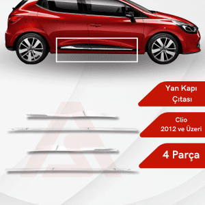 Renault Clio 4 HB 5D/SW Yan Kapı Çıtası (Formlu) 4 Parça 2012 ve Üzeri Krom Paslanmaz Çelik