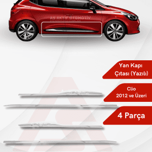 Renault Clio 4 HB 5D/SW Yan Kapı Çıtası (Yazılı-Formlu) 4 Parça 2012 ve Üzeri Krom Paslanmaz Çelik